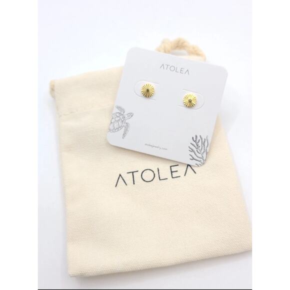 Atolea 18k Gold PVD Sun Stud Earrings - Picture 1 of 3